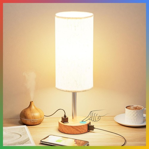 Touch bedside table lamp - lamp, cream